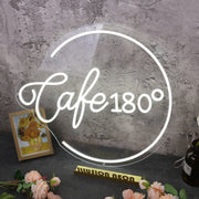 Cafe 180 Custom White Neon Sign