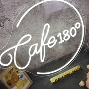 Cafe 180 Custom White Neon Sign