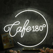 Cafe 180 Custom White Neon Sign