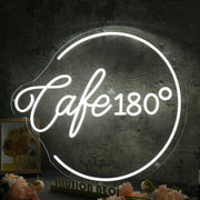 Cafe 180 Custom White Neon Sign