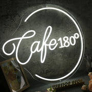 Cafe 180 Custom White Neon Sign