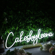 Cakes By Leena White Neon Sign