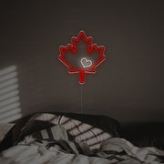 Canadian Maple Leaf With Heart LED Neon Sign