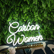 Carbon Women White Neon Sign