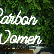 Carbon Women White Neon Sign