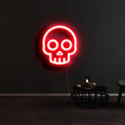 Cartoon Skull Head Neon Sign