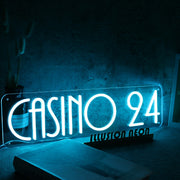 Casino 24 Blue Neon Sign