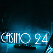 Casino 24 Blue Neon Sign