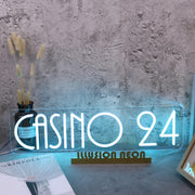 Casino 24 Blue Neon Sign