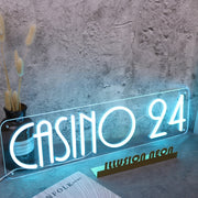 Casino 24 Blue Neon Sign