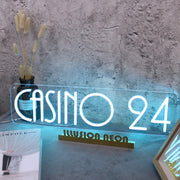 Casino 24 Blue Neon Sign