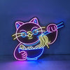 Cat Eating Noodles Neon Sign