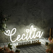 Cecilia White Neon Sign