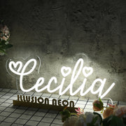 Cecilia White Neon Sign