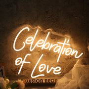 Celebration Of Love Yellow Neon Sign