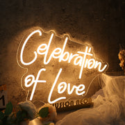 Celebration Of Love Yellow Neon Sign