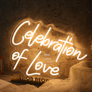 Celebration Of Love Yellow Neon Sign