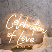 Celebration Of Love Yellow Neon Sign