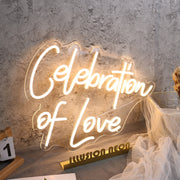 Celebration Of Love Yellow Neon Sign