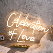 Celebration Of Love Yellow Neon Sign