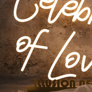 Celebration Of Love Yellow Neon Sign