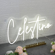 Celestino White Neon Sign