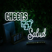 Cheers Salud White Custom Neon Sign