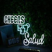 Cheers Salud White Custom Neon Sign