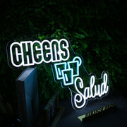 Cheers Salud White Custom Neon Sign