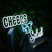 Cheers Salud White Custom Neon Sign