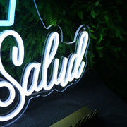 Cheers Salud White Custom Neon Sign