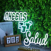 Cheers Salud White Custom Neon Sign