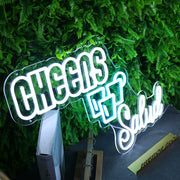 Cheers Salud White Custom Neon Sign