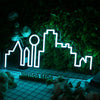 City Skyline Blue Neon Sign