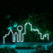 City Skyline Blue Neon Sign