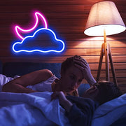 Cloud and New Moon Neon Sign