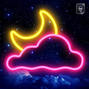 Cloud and New Moon Neon Sign