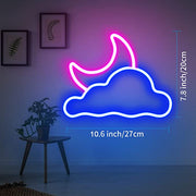 Cloud and New Moon Neon Sign