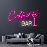 Cocktail Bar With Martini Drink Neon Sign