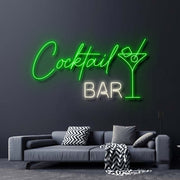 Cocktail Bar With Martini Drink Neon Sign