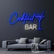 Cocktail Bar With Martini Drink Neon Sign