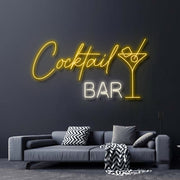 Cocktail Bar With Martini Drink Neon Sign