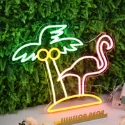 Coconut Tree And Flamingo Custom Neon Sign