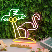 Coconut Tree And Flamingo Custom Neon Sign