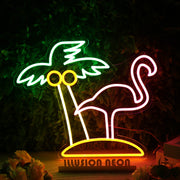 Coconut Tree And Flamingo Custom Neon Sign