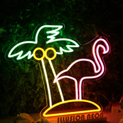 Coconut Tree And Flamingo Custom Neon Sign