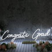 Congrats Grad White Neon Sign