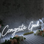 Congrats Grad White Neon Sign