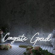 Congrats Grad White Neon Sign