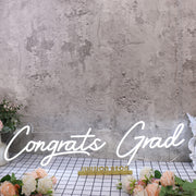 Congrats Grad White Neon Sign